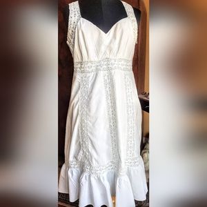 INC white hand crochet detailed dress